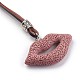 (vente d'usine de fêtes de bijoux) colliers pendentif en pierre de lave synthétique réglables NJEW-P237-C01-2