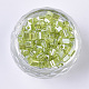 6/0 ガラスシードビーズ  透明色光沢  角穴  キューブ  黄緑  6/0  3~5x3~4x3~4mm  穴：1.2~1.4mm  約4500個/袋 SEED-S027-05B-05-2