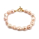 Pulseras de perlas keshi con perlas barrocas naturales BJEW-JB05385-02-1
