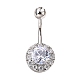 Piercing bijoux laiton plaqué platine rond zircon cubique anneau de nombril anneau de nombril anneaux de ventre AJEW-EE0001-104A-1