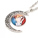 Glass Religion Fairy with Crescent Moon Pendant Necklace NJEW-P270-01A-1