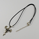 Zinc Alloy Skull and Cross Necklaces for Halloween NJEW-R128-16-2