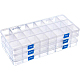BENECREAT 3 Pack 33x16x3cm 24 Grids Plastic Storage Container Jewellery Box with Adjustable Dividers Large Clear Plastic Bead Storage Box(Compartment: 4x3.8x3cm) CON-BC0005-95-1