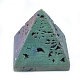 電気メッキ天然ドルジージオードクォーツホームディスプレイ装飾  ピラミッド  虹メッキ  40x40x39mm G-P382-C05-03-2