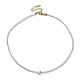 201 collier pendentif coeur en acier inoxydable avec perles de verre NJEW-Z029-02A-1