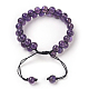 Bracelets de perles tressées d'améthyste naturelle réglables BJEW-E351-01F-2