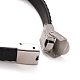 201 Stainless Steel Rectangle Link Bracelet with PU Leather Cord for Men Women BJEW-G649-07P-02-4