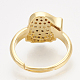 Ciondoli in ottone con zirconi cubici e orecchini a bottone e anelli regolabili set di gioielli SJEW-S043-04-3