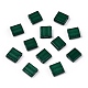 2穴ベーキングペイントガラスシードビーズ  長方形  濃い緑  5x4.5~5.5x2~2.5mm  穴：0.5~0.8mm SEED-S023-17C-35-1