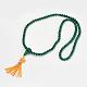 マルチ連仏瞑想ヒスイのビーズのブレスレット  染め  グリーン  長さ約42インチ  ビーズ：直径約10mm  108個/連 X-PJBR010-13-1
