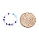 Bague extensible en perles de verre avec cube pour femme RJEW-JR00431-6
