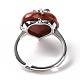 Coeur de pierres précieuses avec anneau réglable bowknot RJEW-P031-02P-5