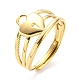 304 verstellbarer Ring mit Herz-Vorhängeschloss aus Edelstahl für Damen RJEW-C016-12G-1