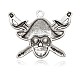Crâne de style pirate plaqué argent antique émail en alliage pendentifs en strass ENAM-E284-01AS-2