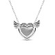 SHEGRACE Wiredrawing Heart with Wings Excellent Rhodium Plated 925 Sterling Silver Pendant Necklaces JN232A-1