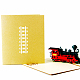 3dはヴィンテージ列車グリーティングカードの旅行クリスマスプレゼントをポップアップ  ゴールド  15x13cm DIY-N0001-077G-5