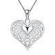 Silver Plated Brass Heart Pendant Necklaces for Women NJEW-BB00830-1