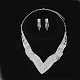 Kits de bijoux avec clous d'oreilles et collier avec strass de mariage à la mode SJEW-S042-08-1