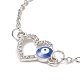 2Pcs 2 Color Crystal Rhinestone Heart with Evil Eye Link Bracelets Set BJEW-JB09166-3