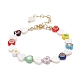 Bracelet perlé fleur coeur coloré pour fille femme BJEW-TA00030-1