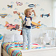 SUPERDANT Watercolor Airplane Wall Decals Plane Wall Stickers Colorful Clouds Cute Helicopter Vinyl Art Decor for Kids Room Nursery Classroom Playroom Baby Room Decor DIY-WH0228-636-4