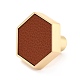 六角真鍮ボックスハンドル＆ノブ  樹脂製のカボションと鉄のネジで  マットゴールドカラー  チョコレート  29.5x24.5x34mm  穴：3.5mm DIY-P054-B02-2