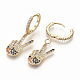 Brass Micro Pave Colorful Cubic Zirconia Dangle Hoop Earrings EJEW-S208-067-3
