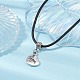 Collana con pendente in lega cuore con parola mamma e cordoncini in similpelle NJEW-JN04494-2