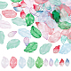 HOBBIESAY 100Pcs 10 Colors Two Tones Colorful Leaf Glass Beads 17.5-29x10-17mm Drilled Leaves Beads Transparent Loose Bead Charms with Glitter Gold Powder for DIY Jewelry Making EGLA-HY0001-01-1