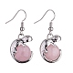 Natural Rose Quartz Chameleon Dangle Earrings with Crystal Rhinestone EJEW-A092-10P-18-2