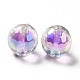 Perles acryliques irisées arc-en-ciel à placage uv bicolore TACR-D010-03B-07-2