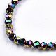 Bracelets extensibles en perles de verre galvanoplastie rondes à facettes BJEW-T016-04B-3