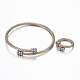 Trendy conjuntos de anillos y brazaletes de torque de 304 acero inoxidable SJEW-H073-06-2