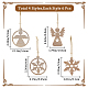 GORGECRAFT 24Pcs Wood Christmas Tree Ornaments Snowflake & Angel Pendant Wooden Craved Hanging Craft Decorations 3D Rustic Farmhouse Ornaments Holiday Decor for Winter Wonderland HJEW-GF0001-39C-2