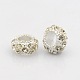 Silver Color Plated Alloy Grade A Rhinestone European Beads CPDL-J022-11x6mm-S-2