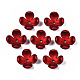 ゴム引きスタイルの不透明なアクリルビーズキャップ  4花びら  花  暗赤色  16.2x14.3x6.9mm  穴：1.9mm ACRP-T010-03-1