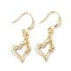 Boucles d'oreilles pendantes en forme de cœur avec zircon cubique transparent et papillon EJEW-B017-09G-1