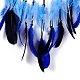 羽の壁掛け装飾が施された手作りのナザールボンジュウ織りネット/ウェブ  ビーズで  ホームオフィスのお守りの飾り  コーンフラワーブルー  660mm HJEW-K035-07-4