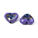 Flower Printed Opaque Acrylic Heart Beads SACR-S305-28-M01-3