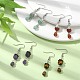 4 Pairs 4 Style Natural Mixed Genstone Round Beaded Dangle Earrings EJEW-TA00300-2