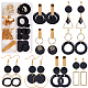 SUNNYCLUE 1 Box DIY 8 Pairs Black Theme Charms Flat Round Freshwater Shell Charms Earrings Making Kit Seashell Charms for Jewellery Making Linking Rings Ball Post Earring Findings Women Instruction DIY-SC0019-59-1