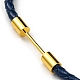 Brass Column Bar Link Bracelet with Leather Cords BJEW-G675-05G-02-2