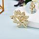 Golden Lotus Flower Brooch Clear Zircon Brooch Pin White Beads Brooches Badge Jewelry for Jackets Backpack Corsage Lapel Scarf Clothing Accessories JBR104A-5