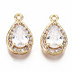 Brass Micro Pave Clear Cubic Zirconia Charms X-KK-S360-048-NF-1