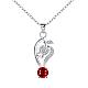 Silver Plated Brass Cubic Zirconia Heart Pendant Necklaces BB03284-A-1