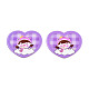 透明プリント アクリル カボション  女の子とハート  紫色のメディア  33x39x2mm TACR-N016-03-1