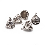Fianzas colgante de la aleación del estilo tibetano, borla tapa fianzas, plata antigua, 26x22mm, agujero: 2 mm, diámetro interior: 17 mm
