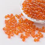 Round Glass Seed Beads, Trans. Colours Lustered, Gold, Size: about 4mm in diameter, hole: 1.5mm, about 496pcs/50g