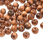 Perles de bois naturel non teintes, Séparateurs perles, pour les bijoux de chapelet bricolage en macramé, sans plomb, ronde, Pérou, 8x7mm, Trou: 2.5mm