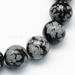 Natur Schneeflocken-Obsidian runden Perlen Stränge, 8.5 mm, Bohrung: 1.2 mm, ca. 47 Stk. / Strang, 15.5 Zoll